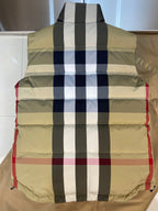 Beige Nylon Check Gilet - Men's