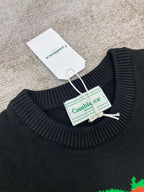 Navy Wool Intarsia Crewneck - Men's