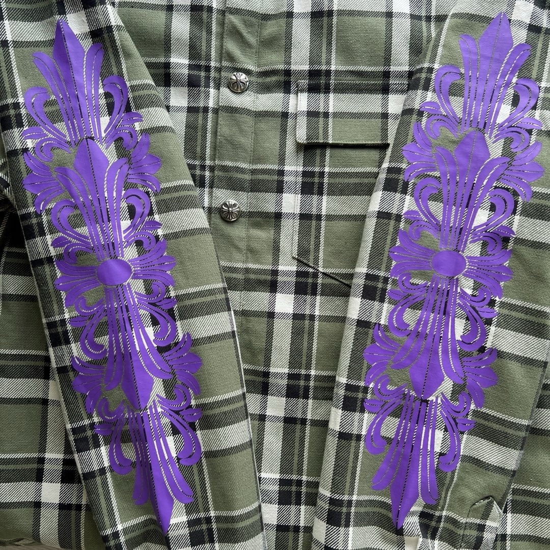 Blue Flannel Printed Sleeve Long-Sleeve - Men's