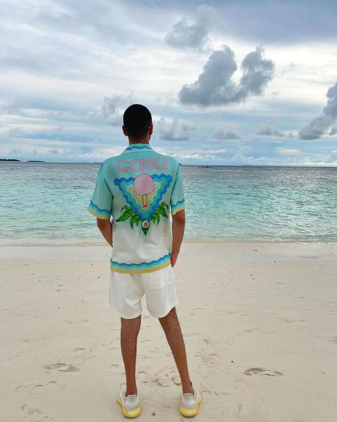 Green Silk Print Drawstring - Men's