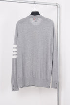 Grey Wool Four-Bar Crewneck - Men's