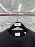 Navy Cotton Embossed Text Crewneck - Men's
