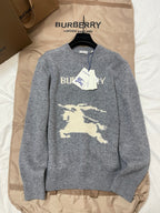 Black Wool Intarsia Crewneck - Men's