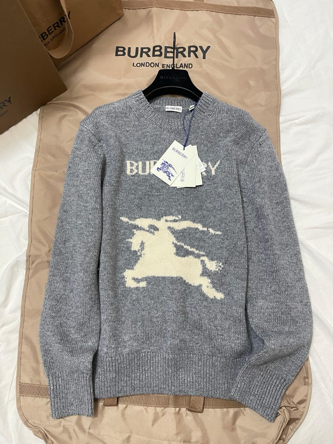 Black Wool Intarsia Crewneck - Men's