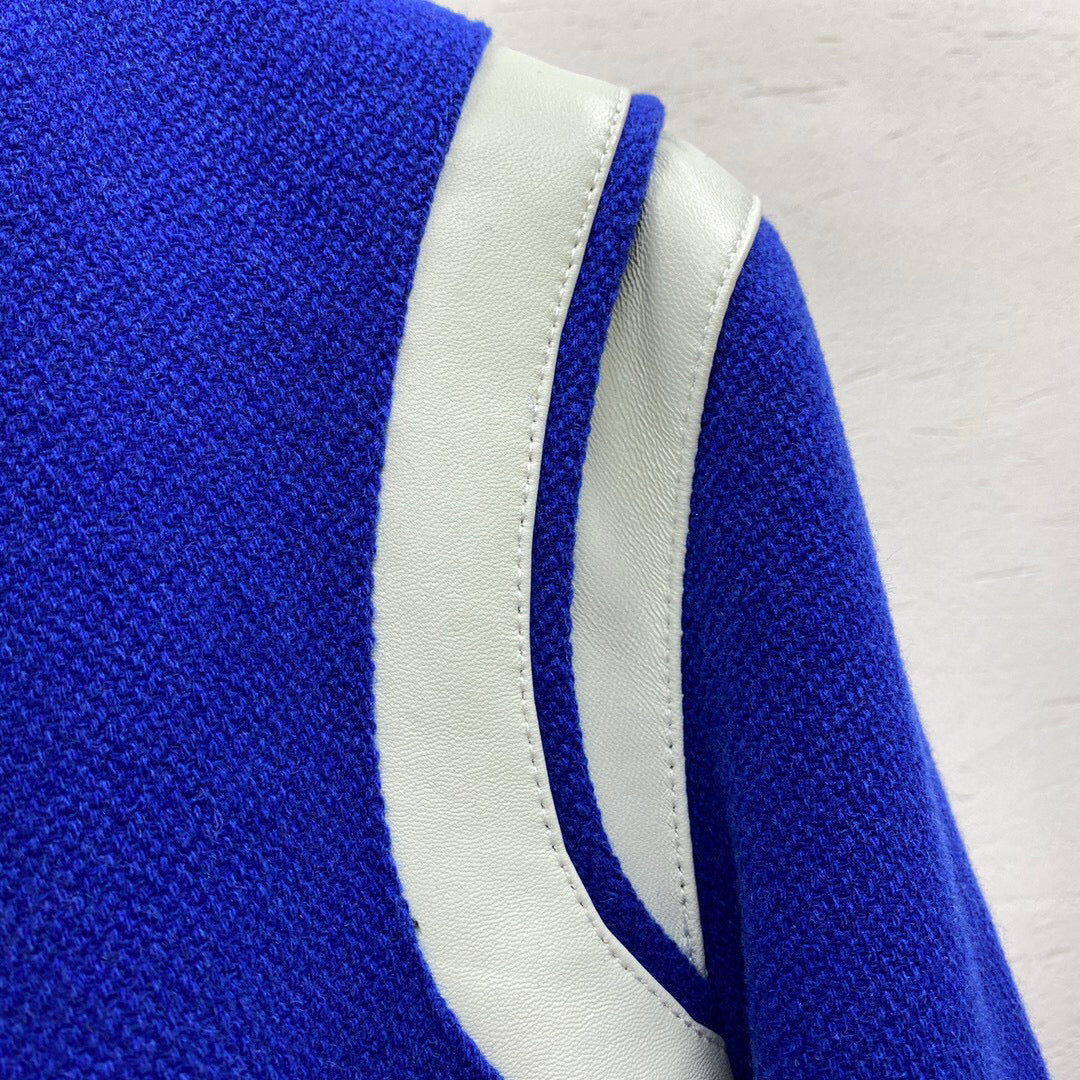 Blue Wool Shoulder Panel Varsity - Men's