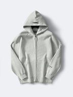 White Cotton Plain Zip-Through - Men's