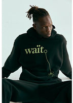Black Cotton Slogan Pullover - Men's