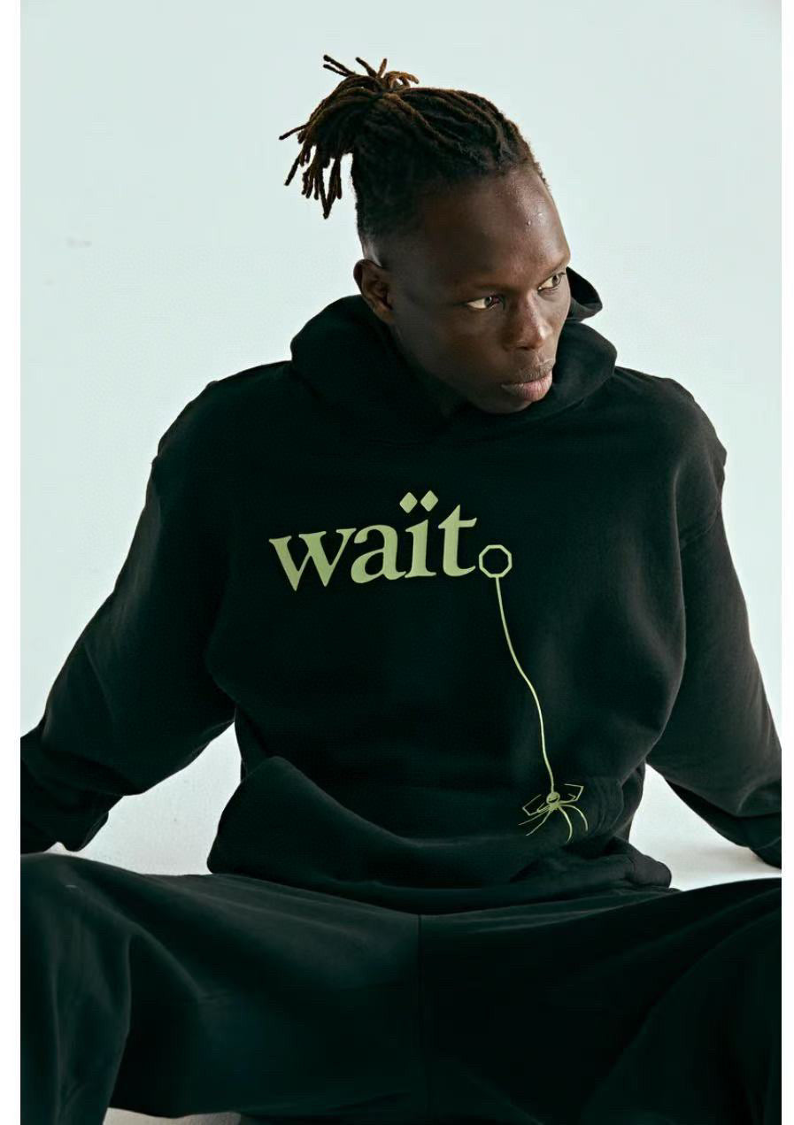 Black Cotton Slogan Pullover - Men's