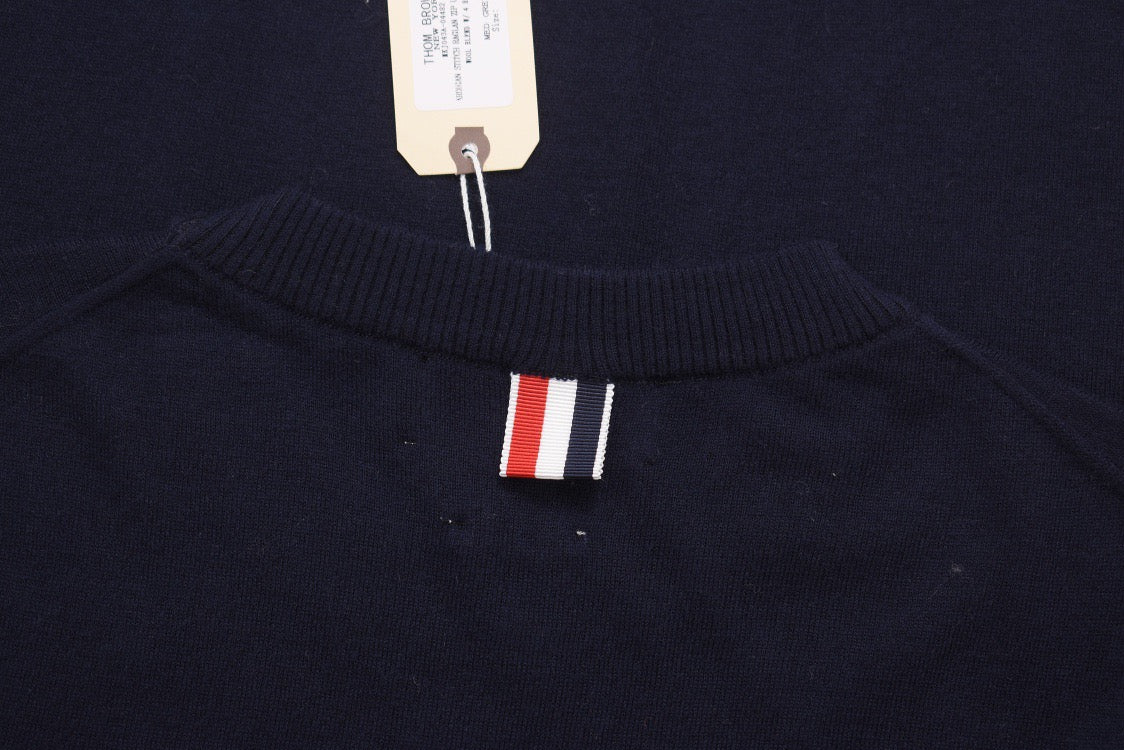 Grey Wool Four-Bar Crewneck - Men's