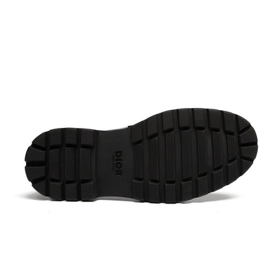 Black Leather Text Strap Loafer - Men's