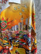 Tropical Scene Print Silk Shirt - Men's