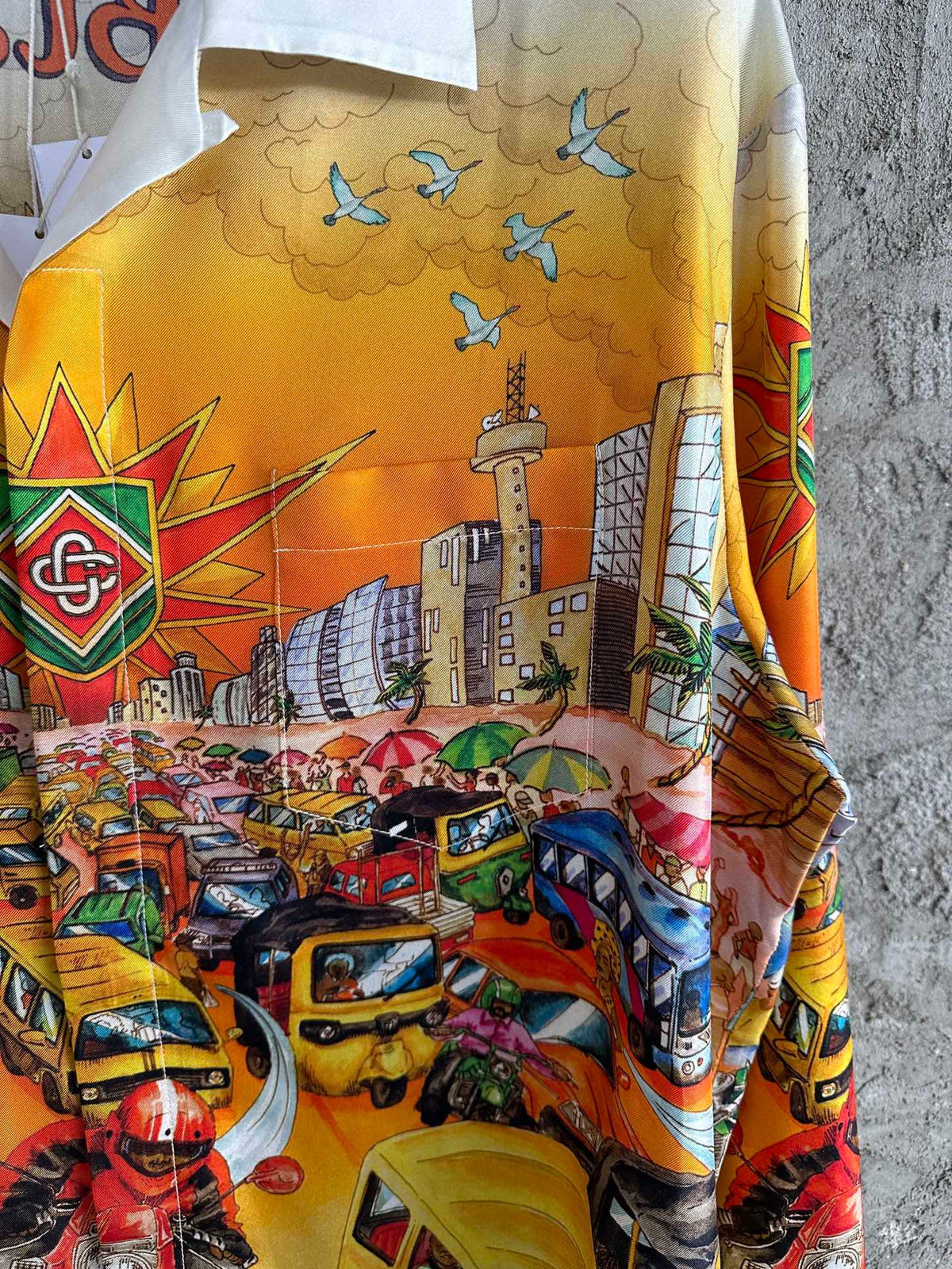 Tropical Scene Print Silk Shirt - Men's
