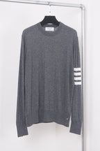 Grey Wool Four-Bar Crewneck - Men's