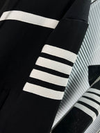 Black Cotton Bar Stripe Zip-Through - Men's
