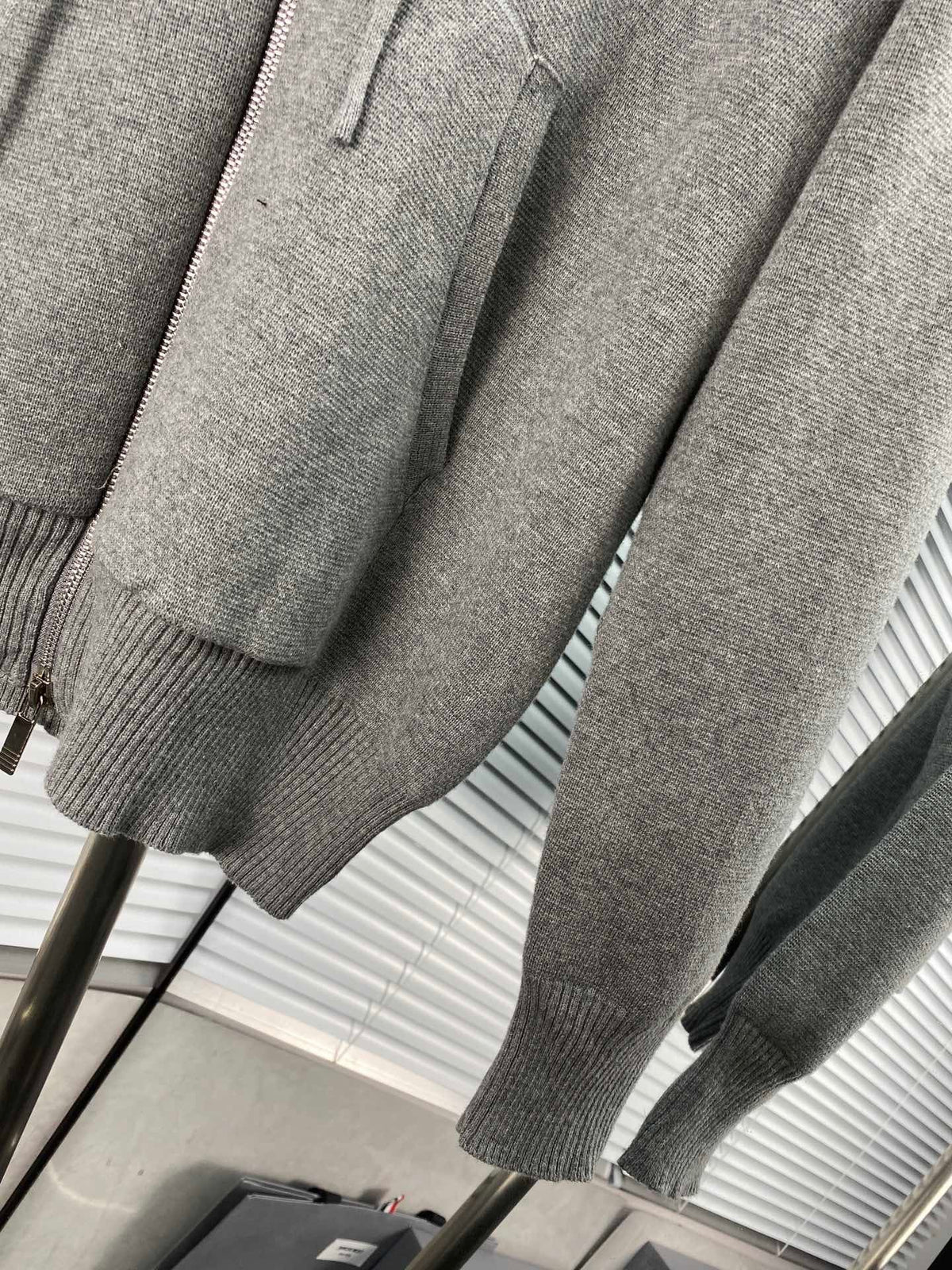 Navy Cotton Striped Sleeve Zip-Through - Men's