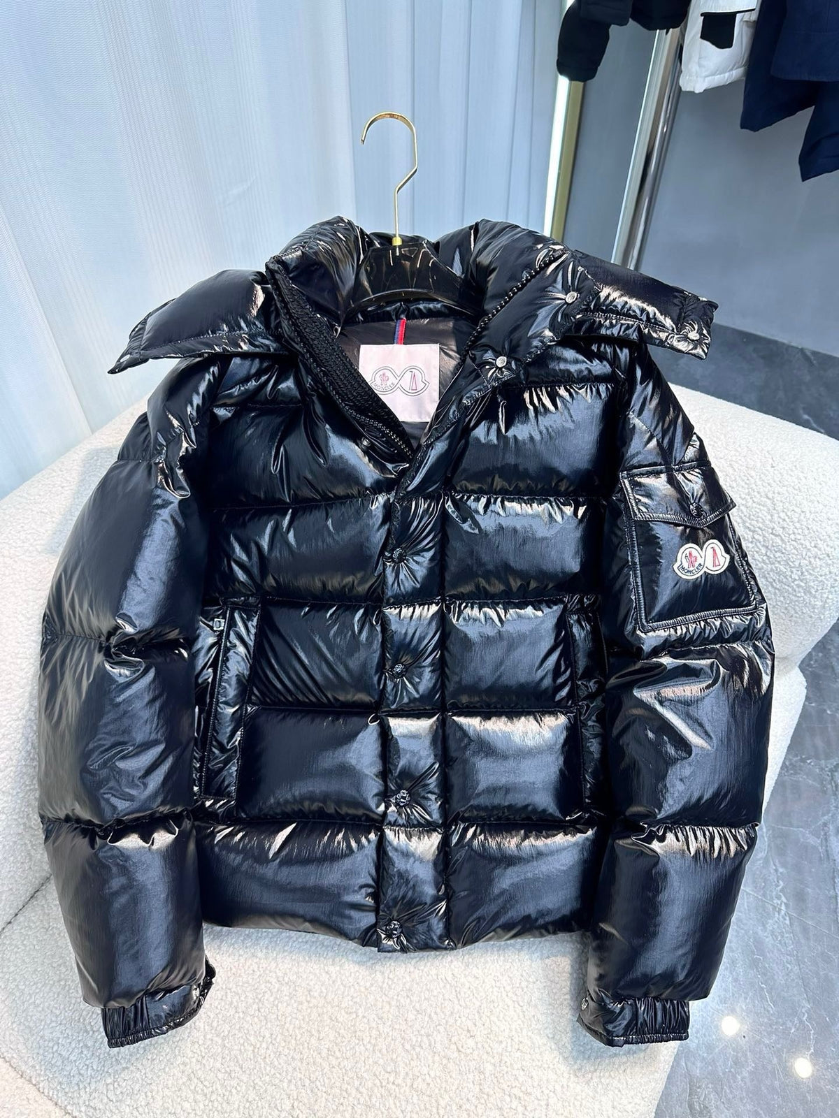 Black and White Puffer Jacket - Men's