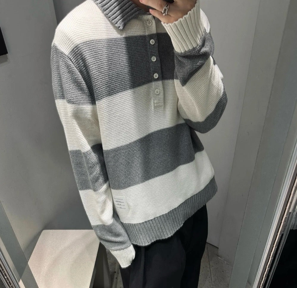 Grey Knit Argyle Long-Sleeve - Men's