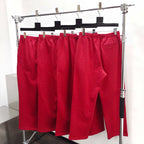 Red Cotton Arch Text Joggers - Men's