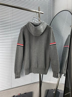 Navy Cotton Striped Sleeve Zip-Through - Men's