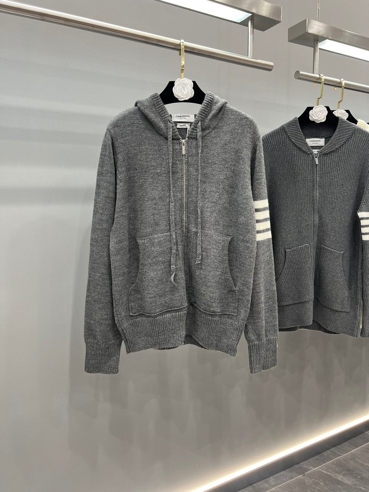 4-Bar Zip Navy Hooded - Men's