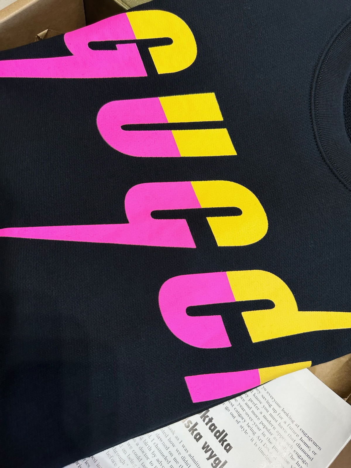 Black Cotton Graphic Crewneck - Men's