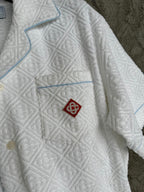 White Knit Waffle Short-Sleeve - Men's