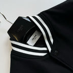 Black Wool Contrast Sleeve Varsity - Men's