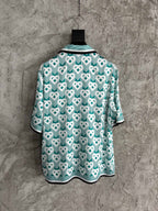 Teal Floral Print Silk Shirt - Men's