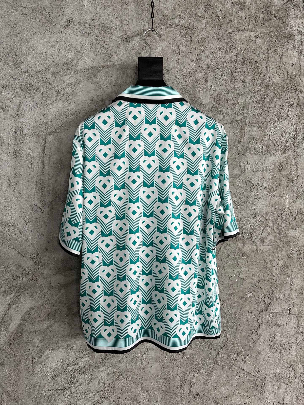 Teal Floral Print Silk Shirt - Men's