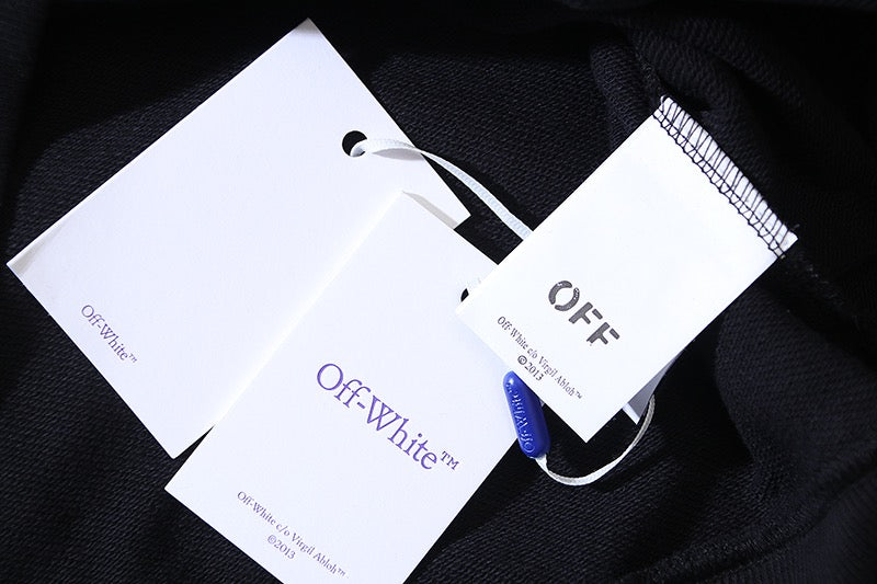 Black Cotton Small Text Crewneck - Men's