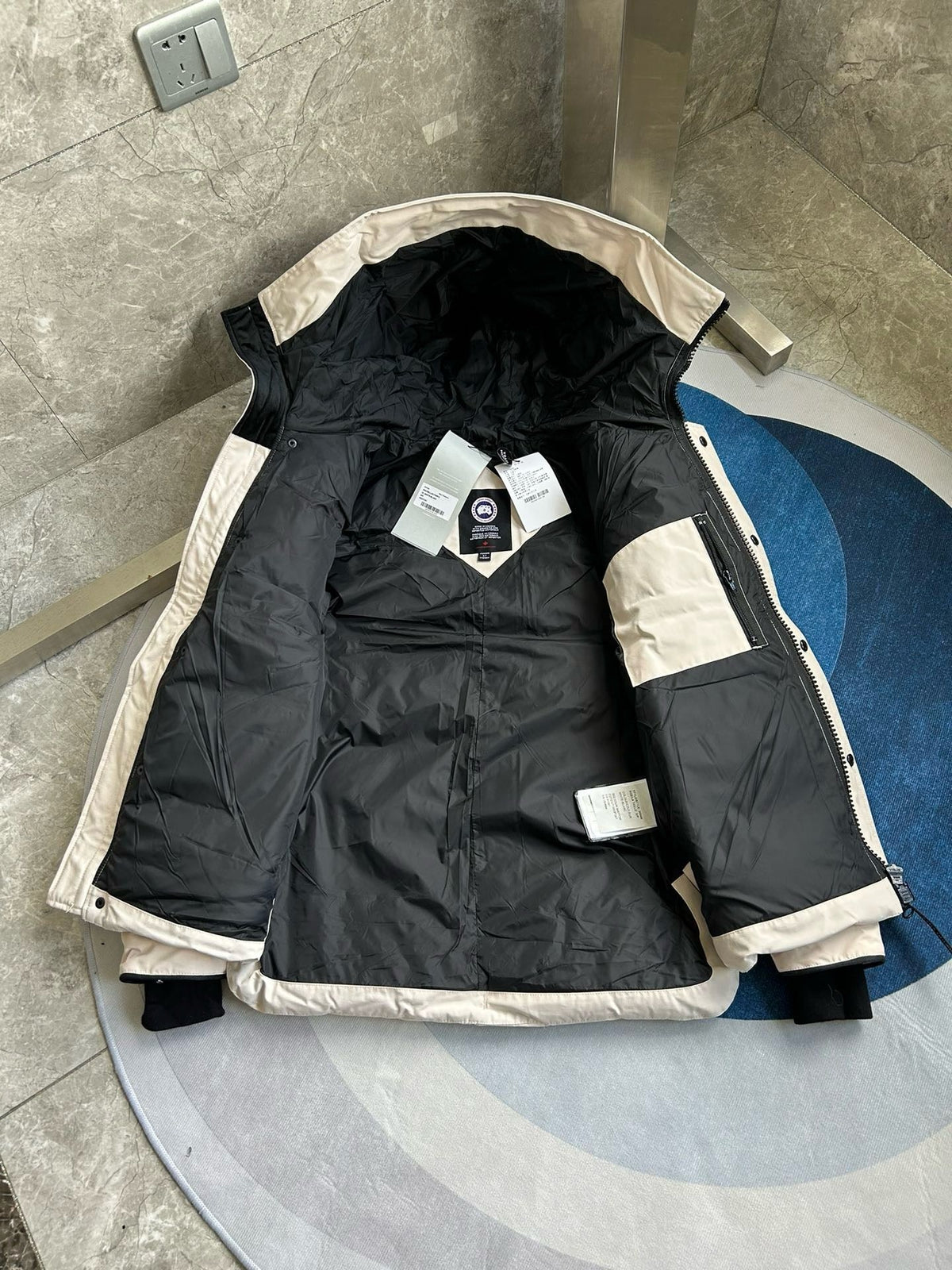 Black and White Puffer Jacket - Men's