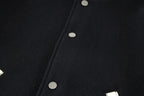 Black Wool Striped Trim Varsity - Men's