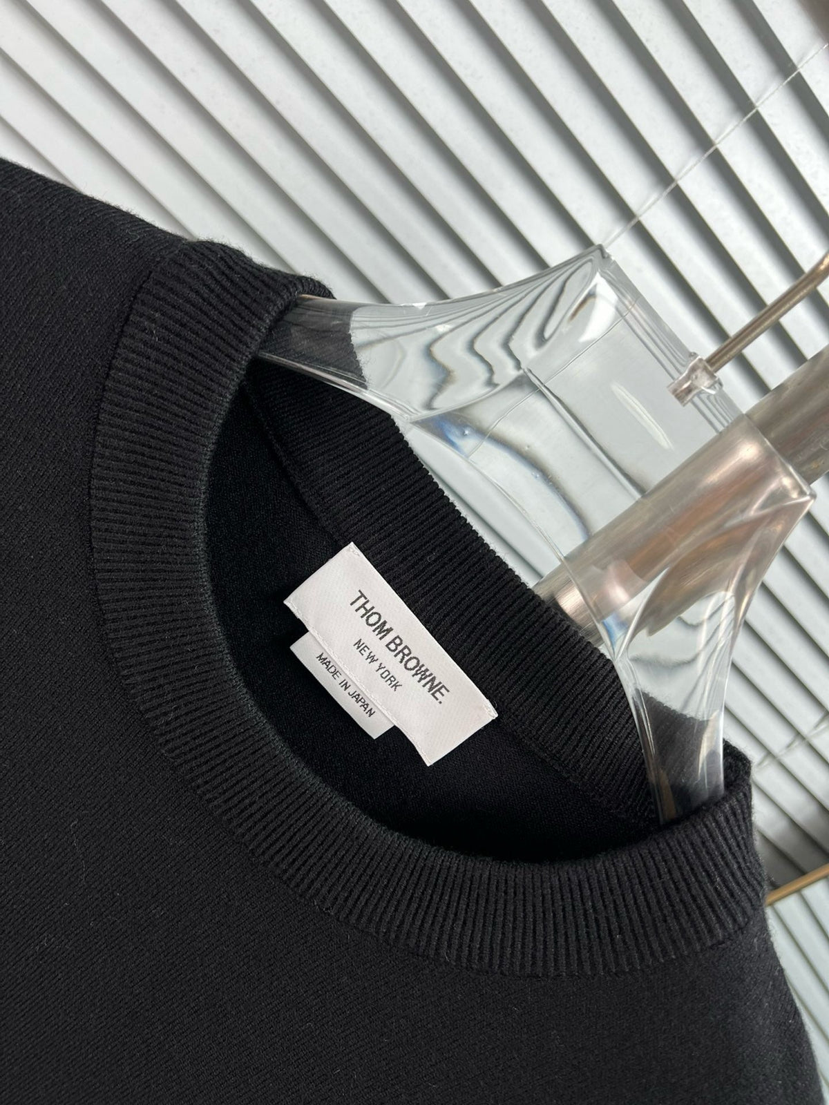 4-Bar Crewneck Cream Sweater - Men's
