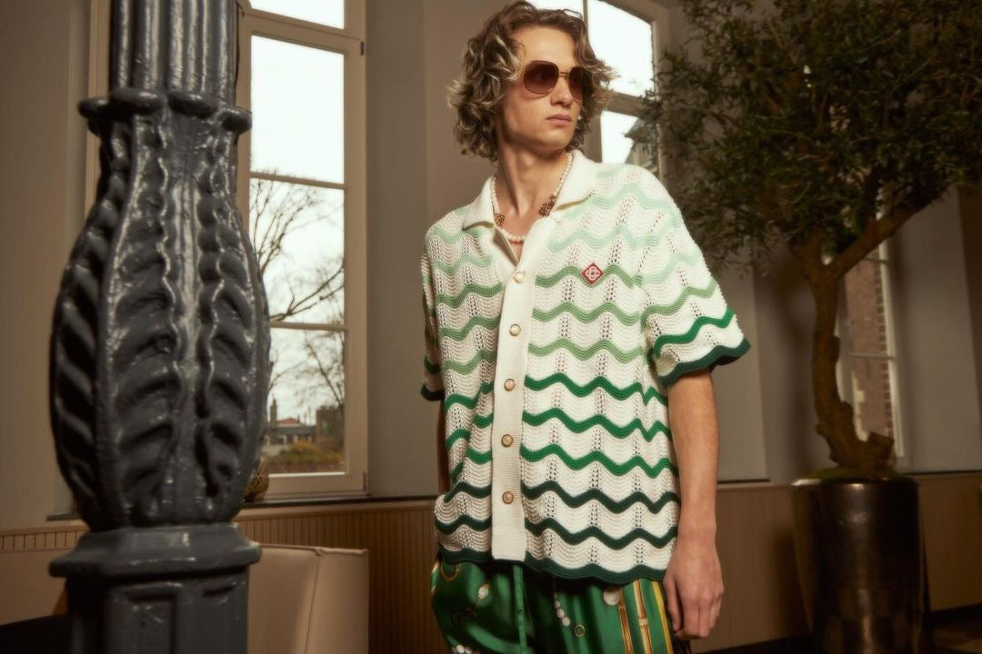 Green Wave Knit Shirt - Men's