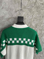 Cream Knit Checkerboard Short-Sleeve - Men's