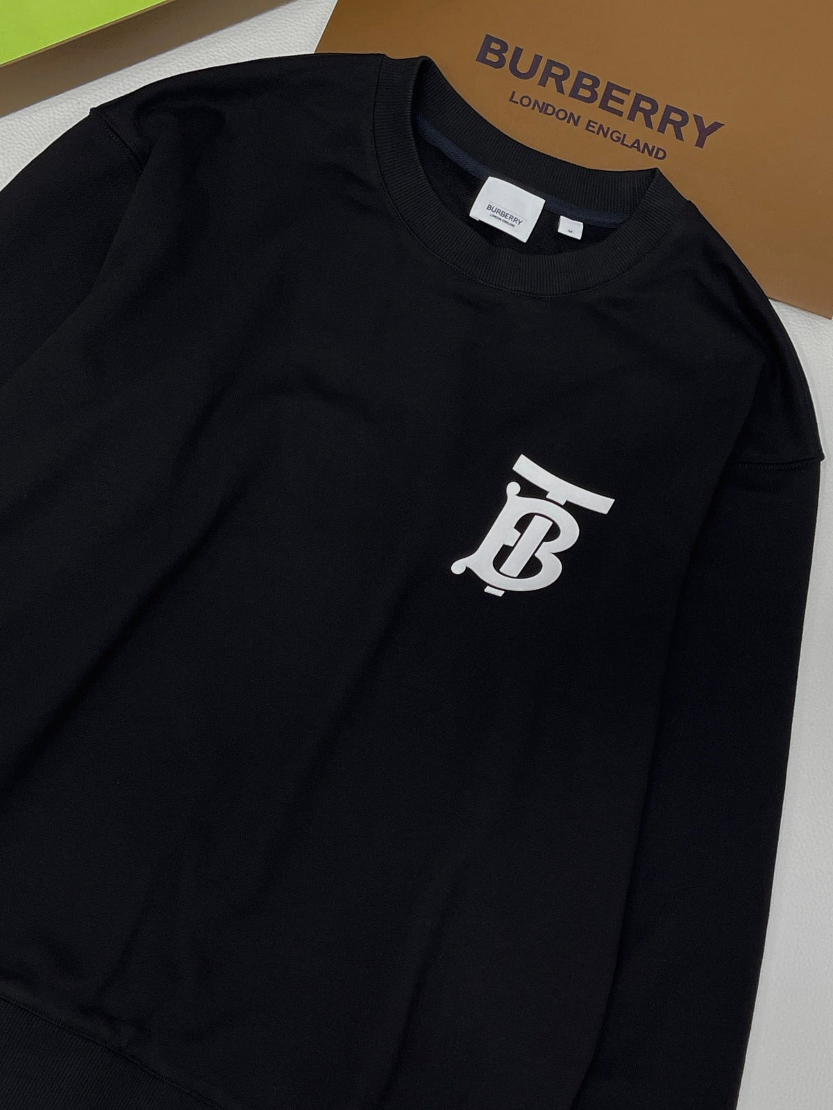 Black Cotton Monogram Crewneck - Men's
