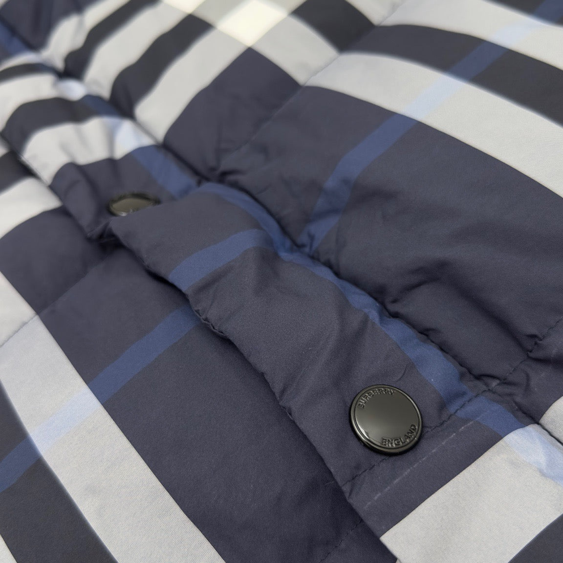 Navy Check Puffer Jacket - Men's