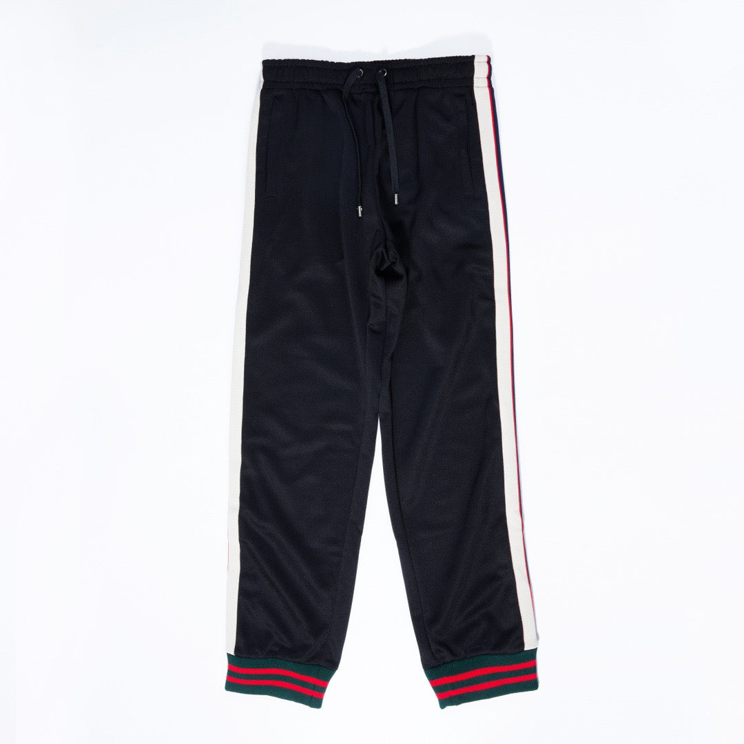 Black Jersey Side Stripe Track - Men's