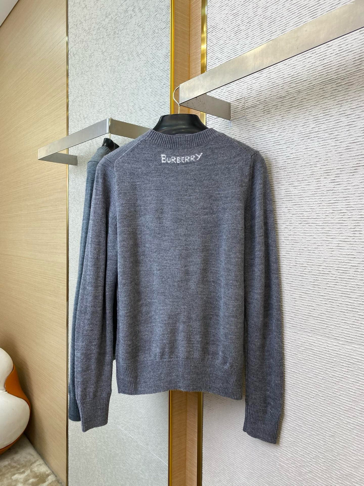Red Wool Chest Logo Crewneck - Men's
