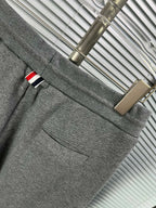 Grey Cotton Four-Bar Joggers - Men's
