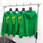 Green Cotton Web Print Pullover - Men's