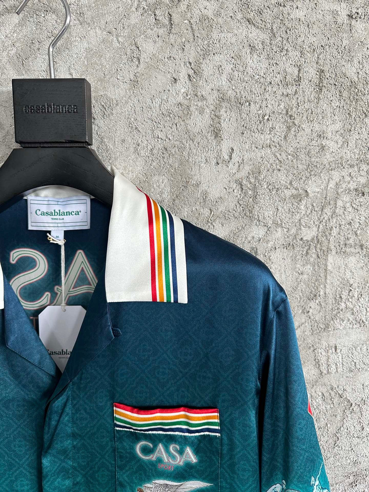 Teal Gradient Print Silk Shirt - Men's