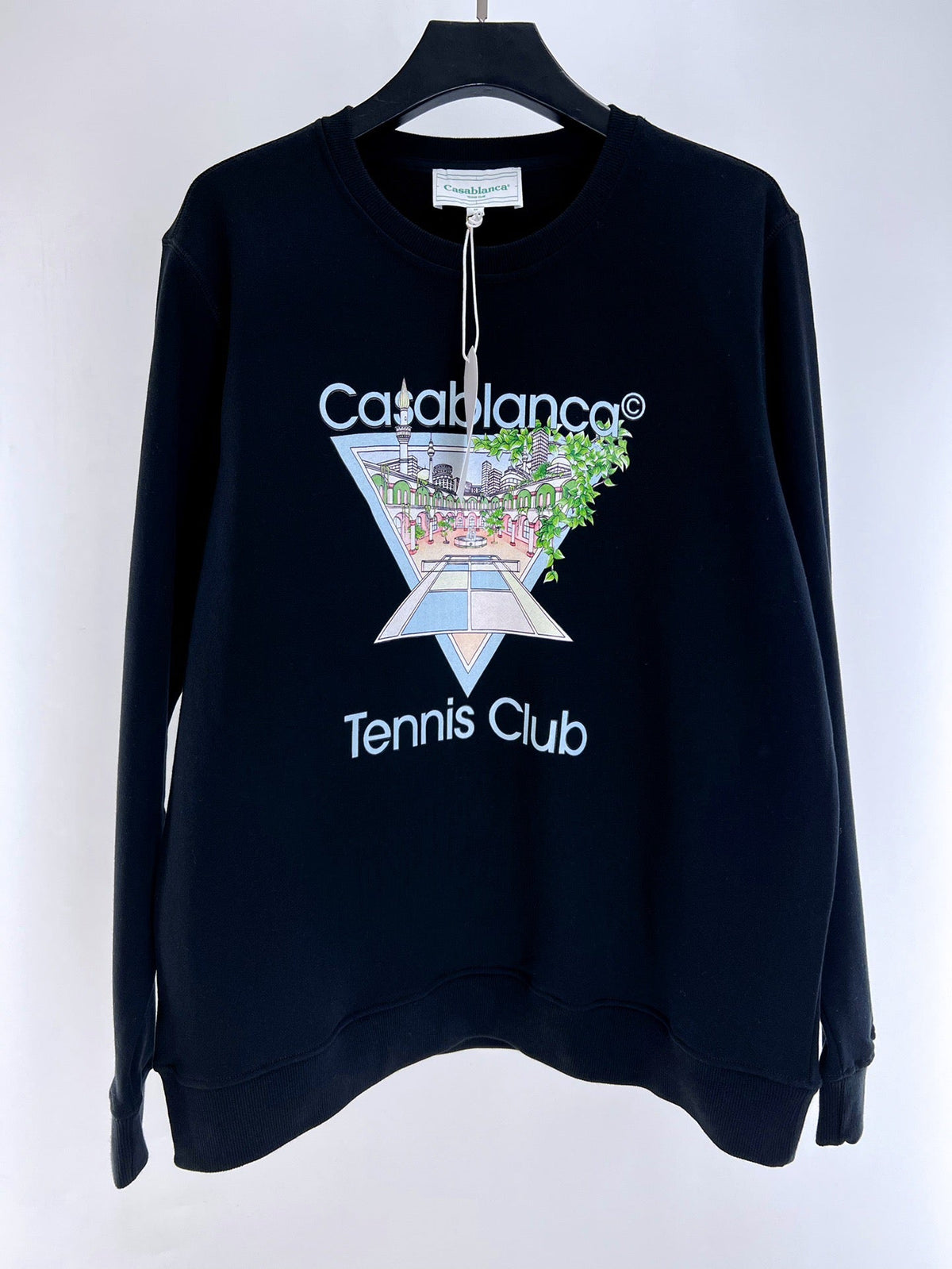 Navy Cotton Tennis Graphic Crewneck - Men's