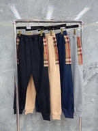Navy Cotton Check Tie Joggers - Men's
