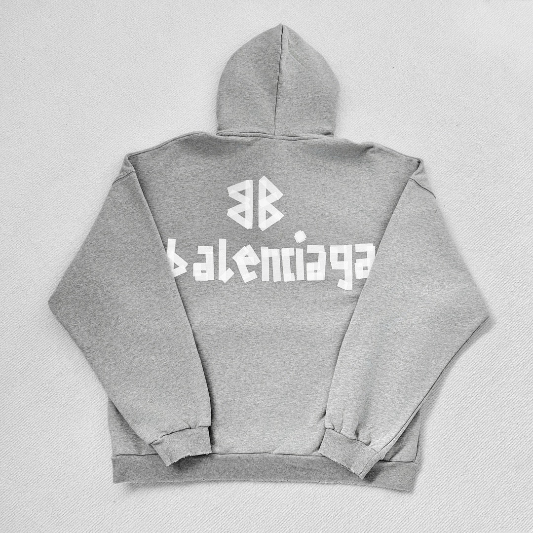 Grey Cotton Bold Text Pullover - Men's