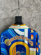 Yellow Architectural Print Silk Shirt - Men's