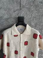 Red Square Crochet Knit Shirt - Men's