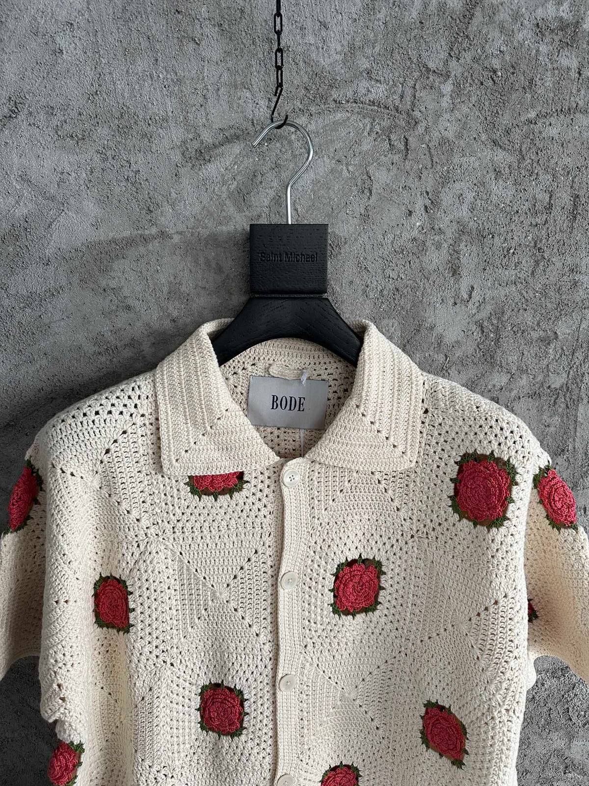 Red Square Crochet Knit Shirt - Men's