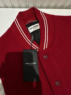 Navy Wool Striped Trim Varsity - Men's