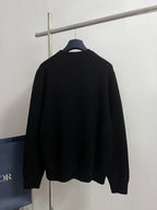 Black Wool Text Logo Crewneck - Men's